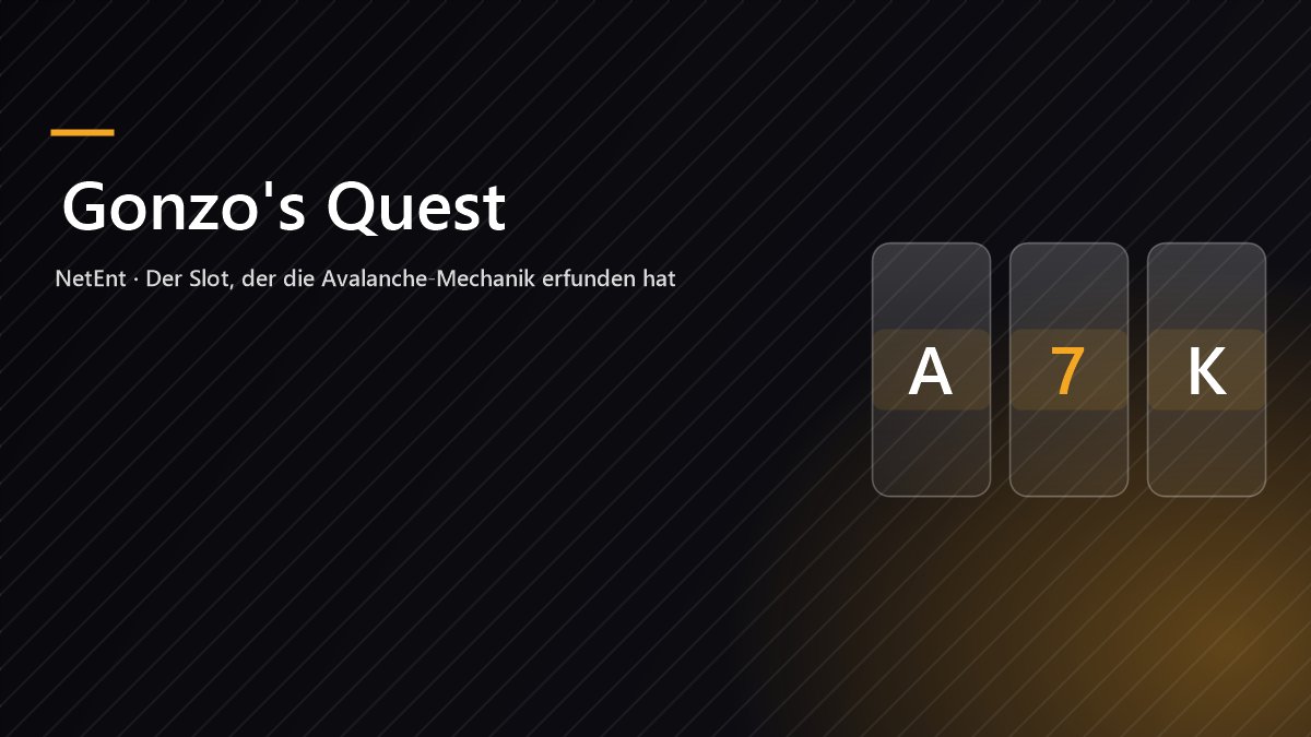 Gonzo's Quest Slot Banner — NetEnt Avalanche-Mechanik mit fallenden Steinblöcken